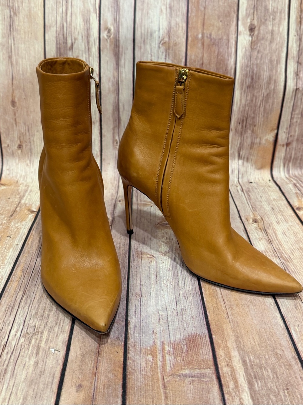 Brian Atwood Caramel Italian Leather Boots -Size 37 1/2